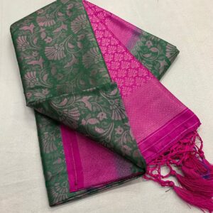 design in copper softy saree